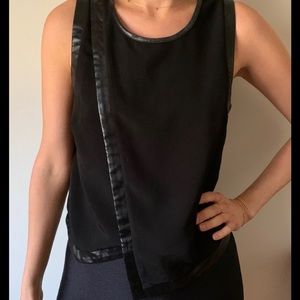 Trouve black with vegan leather trim blouse